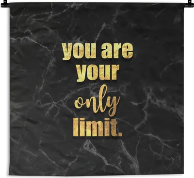 Produktbild von MuchoWow® Wandteppich Wandbehang Zitate - Motivation - Gold - Schwarz 150x150 cm Tapisserie Dekoration Wandtuch - Wohnaccessoires - Modernes