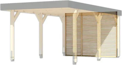Produktbild von Rückwand Karibu Lamellenwand Einzelcarport 288 x 229 cm natur