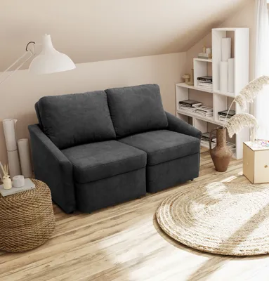 Produktbild von DOMO Collection Sofa Relax Box, 2-Sitzer Couchgarnitur mit Boxspringfederung und Schlaffunktion, 2er Schlafsofa, 168 x 96 x 86 cm (BxTxH), dunkelgrau