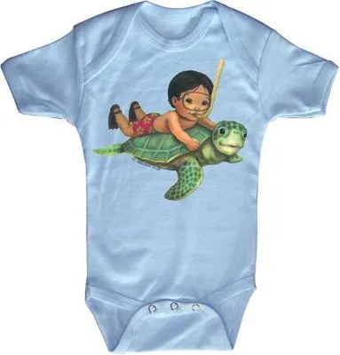 Produktbild von Babystrampler mit Print - Schildkröte - B12777 versch. Farben Gr. 0-24 Monate Color - hellblau Größe - 6-12 Monate