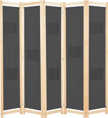 Produktbild von 5-teiliger Raumteiler Grau 200 x 170 x 4 cm Stoff