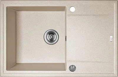 Produktbild von BADLAND BADLAND Spülbecken Granitspüle Einzelbecken MEGALO 50x78 Beige mit langer Abtropffläche | Siphon im SET!