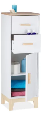 Badschrank, 2 Schubladen, Fächer, 97,5x32x28 cm, weiß