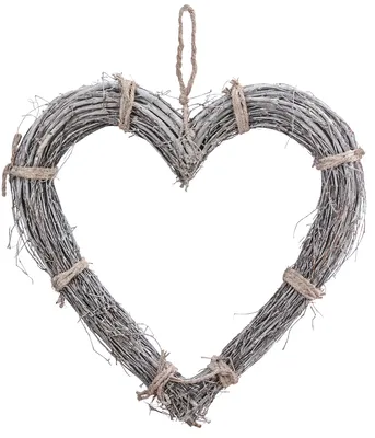 Produktbild von Dehner Türkranz Herz, Whitewash-Optik, Ø ca. 38 cm, Höhe 5 cm, Naturmaterial, weiß