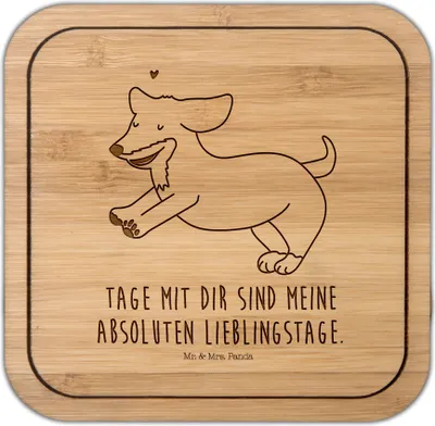 Produktbild von Mr. & Mrs. Panda Tischschoner Hund Dackel - Transparent - Geschenk, Untersetzer Kork, Hunde, Happy Dog, Tassenuntersetzer, gläseruntersetzer, Haustier, Dachshund, Coaster