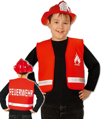 Produktbild von Kinder Spielweste Feuerwehr Rot Gr. 104 Karneval Fasching Halloween Party