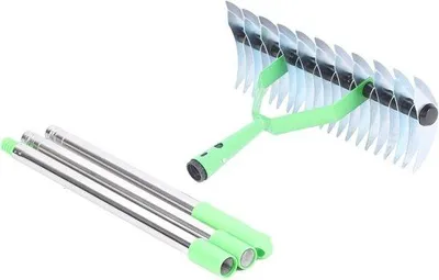 Image de Râteau de scarification ergonomique en 3 parties avec poignée en forme de coussin - Idéal pour tondre et scarifier