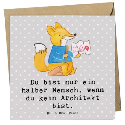 Produktbild von Mr. & Mrs. Panda Glückwunschkarte Architekt Herz - Grau Pastell - Geschenk, doppelkarte, Beruf, Klappkarte, Grußkarte, anlasskarte, Architekturbüro, faltkarte, Spruch