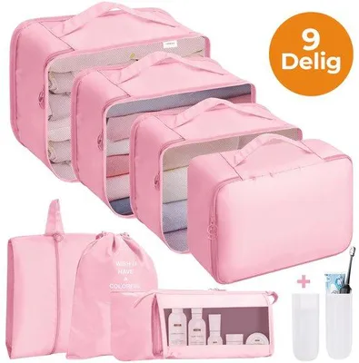 Productafbeelding van 24Supply Packing Cubes Compressie - Koffer Organizer Set 9-delig Roze