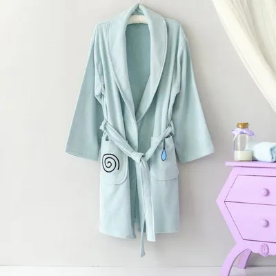 Produktbild von Milk&Moo Sangaloz Damen Samt Bademantel, aus türkisher Baumwolle, Saunamantel mit Taschen, weicher und leichter Velours Morgenmantel, Knielang, Plüsch, Einheitsgröße, blau