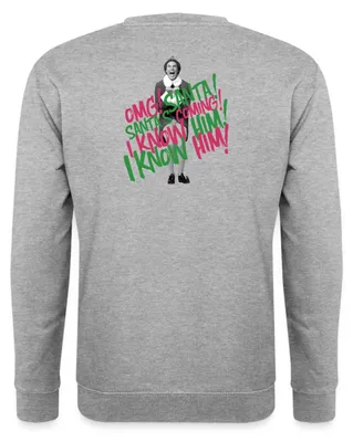 Produktbild von Spreadshirt Buddy Der Weihnachtself Santa’s Coming Uni Pullover, S, Weißgrau meliert