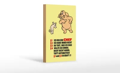 Produktbild von Holzschild Spruch 12x18cm Ich bin der Chef (Schweine)