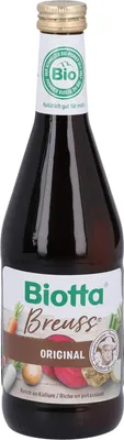 A bottle of Biotta Breuss Original vegetable juice.