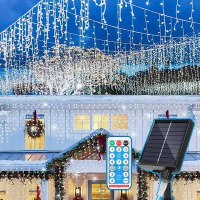 Productafbeelding van IJsregen lichtketting 15 m - koudwit - 600 leds - verlichting voor tuin en feest
