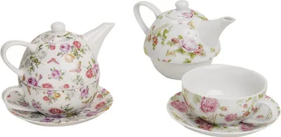 Produktbild von 3-teiliges Teeservice mit Blumenmuster