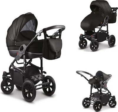 Produktbild von Kinderwagen-Set Craft 4 in 1 in Schwarz - 16 Teile - in 18 Farben erhältlich