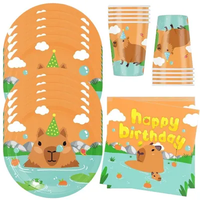Produktbild von Omgoods – Dekoset für Kindergeburtstage mit Tiermotiv, 40-teilig