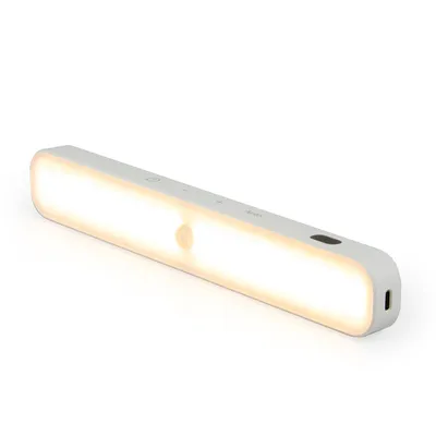 Produktbild von LED Unterbauleuchte SLL11 Weiß 24cm – 3000K Warmweiß, Akku Schrankleuchte mit PIR Bewegungsmelder, Magnetmontage, USB-C