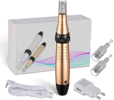 Produktbild von Elektrischer Microneedling Pen,inkl. 2 Stück 12 Pin Nadelnpatrone 0,25mm-2,0mm 5 Geschwindigkeit für Gesicht Hautverjüngung, Anti Akne, Anti Falten