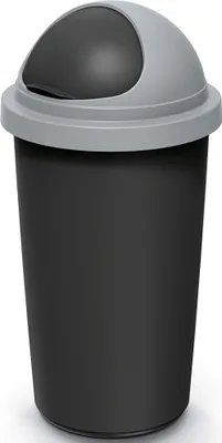 Produktbild von MONZANA® Mülleimer Küche 50L mit Schiebedeckel 100% Recycelter Kunststoff Abfalleimer Büro Papierkorb Biomüll Gelber Sack Silber Grau
