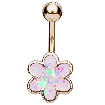 Produktbild von Taffstyle Bauchnabelpiercing Bauchnabelpiercing Schmuck Stecker Opal Glitter Blume, Rosegold