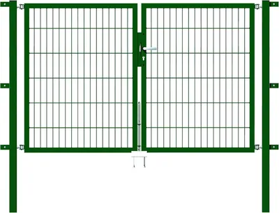 Produktbild von Alberts Doppeltor Flexo mit Zubehör, zum Einbetonieren, grün, Breite 250 cm, Höhe 120 cm