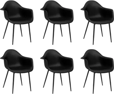 Imagen del producto de vidaXL: Juego de 6 sillas de comedor, color negro, material: polipropileno