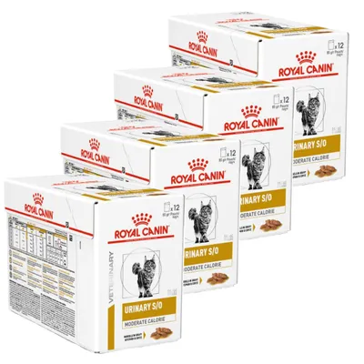 Produktbild von Royal Canin Veterinary Urinary S/O Moderate Calorie 48x85g Nassfutter in Soße für Katzen mit Struvitsteinen