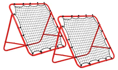 Produktbild von Vigevee 2er Set Fußball-Rückprallnetz mit Stahlrohrrahmen, verstellbarer Neigungswinkel, PE-Netz, Rebounder für Pass-, Schuss- und Reaktionstraining, Rot, 103 x 100 x 72 cm