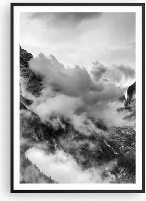 Produktbild von Gerahmtes Poster - Schwarzer Rahmen - Berge Nebel Gipfel - 70x100 cm - Wand Bild - Wanddeko - Wandbilder - Kunstposter - Wandposter - Bilderrahmen - Bilder - Kunstdruck - Wandbild - P2BPA70x100-3664