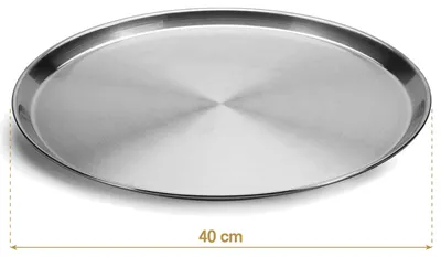 Obrázok produktu pre Okrúhla podnos 40 cm, nehrdzavejúca oceľ, strieborná, pre kuchyňu