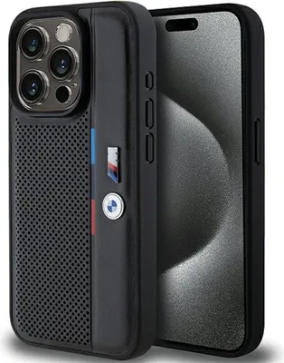 Produktbild von BMW Apple iPhone 15 Pro Carbon Perforated Hardcase Tricolor M Line