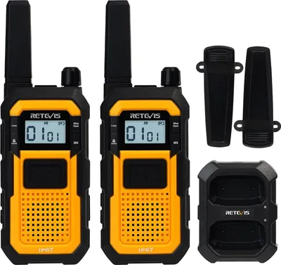 Immagine prodotto di Retevis RB648 Walkie Talkie per impieghi gravosi, radio impermeabile IP67, doppio PTT, carica 2000mAh tipo C, Walkie Talkie di emergenza per adulti per cantieri (2 pz.)