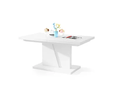 Produktbild von All4All Couchtisch Noel , Kaffeetisch , Wohnzimmertisch , Sofatisch mit Ablagen , Esstisch mit Einlegeplatte , ausklappbar , 120x70cm , Weiß matt