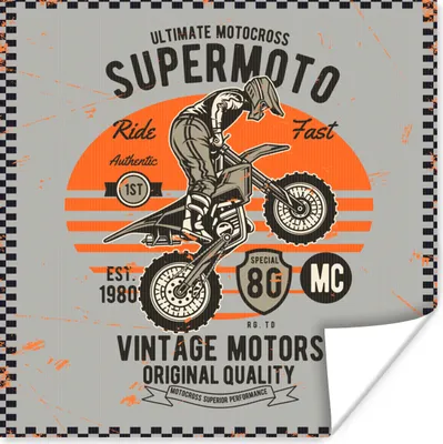 Produktbild von MuchoWow® Poster Mancave - Motor - Grau - Orange 100x100 cm - Babyzimmer