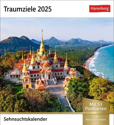 Produktbild von Traumziele Sehnsuchtskalender 2025 - Wochenkalender mit 53 Postkarten