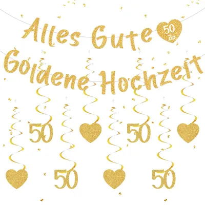 Productafbeelding van Deko-set voor 50 jaar huwelijk met slingers en hangdecoratie