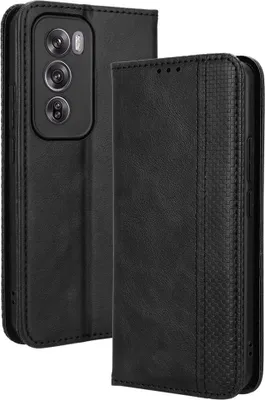 Produktbild von OPPO Reno12 Pro Hülle - Coverup Vintage Style Klapphülle - Schwarz