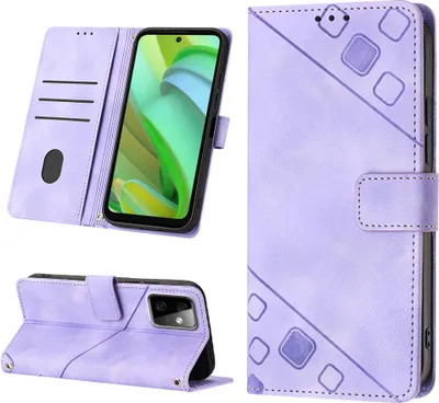 Produktbild von Hülle für Motorola Moto G Power 2023 Prägung Flip Leder Brieftasche Schutzhülle mit Ständer Lila