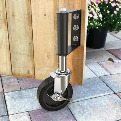Produktbild von Torrolle 100mm, Torrolle mit Bremse bis 100 kg Belastbarkeit, Torlaufrolle mit Gummirad, Lenkrolle für Schiebetor und Gartentor