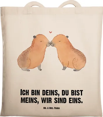 Produktbild von Mr. & Mrs. Panda canvas tasche Capybara Liebe - Transparent - Geschenk, Lustige Sprüche, Tragetasche, Verliebt, Geschenkidee, Valentinstag, Liebesspruch, Tote Bag