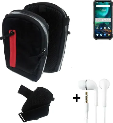 Produktbild von K-S-Trade Outdoor Gürteltasche Holster Umhängetasche + Kopfhörer kompatibel mit UMIDIGI Bison schwarz Handy Tasche Case travelbag Schutzhülle