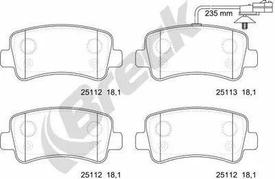 Produktbild von BRECK Bremsbeläge Satz Hinten Bremsklötze für RENAULT MASTER III Kasten (FV) 25112 00 703 10