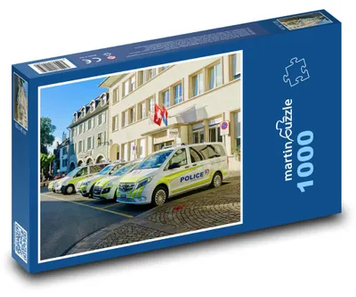 Produktbild von Puzzle 1000 Polizeistation mit Einsatzfahrzeugen - martinpuzzle