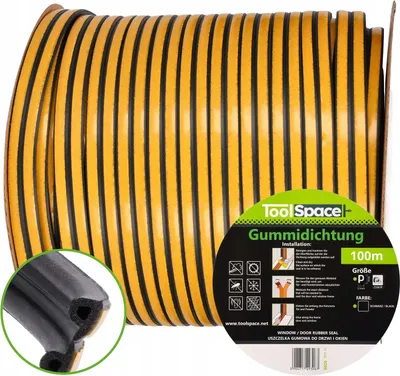 Produktbild von P-Siegel Dichtungsband EPDM-Gummi selbstklebend schwarz 100m x 9mm x 5,5mm für Fenster & Türen, Wärmedämmung, Lärmschutz
