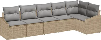 Obrázok produktu pre Sada pohoviek s vankúšom 6 pcs Béžová polyratan