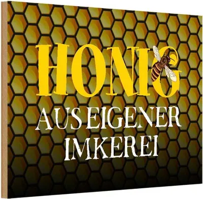 Produktbild von vianmo Holzschild 12x18 cm Honig aus eigener Imkerei Biene Hofladen Marktstand Laden