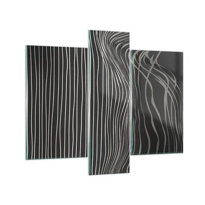 Produktbild von Bilder auf glas - 3 Teile - Abstraktion Streifen Schwarz und Weiß - 95x80cm - Glasbilder - Wandbilder - Bilder - Wanddekoration aus Glas - Glas Bilder - Wandbild auf Glas - GCB95x80-4152