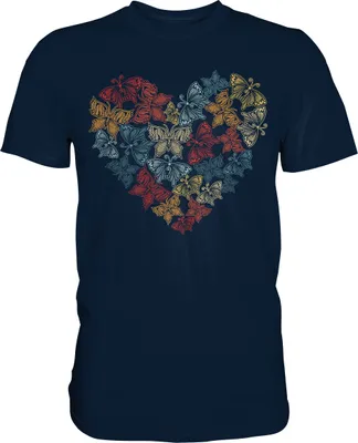 Produktbild von Frauen Schmetterling Herz T-Shirt – Navy / 4XL