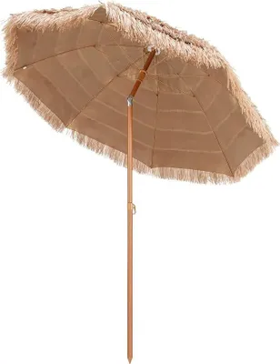 Produktbild von KOMFOTTEU 2.2M Sonnenschirm Hawaii, Strandschirm 30° knickbar, Balkonschirm Strohschirm mit Sonnenschutz & 8 Rippen, Marktschirm für Garten, Strand